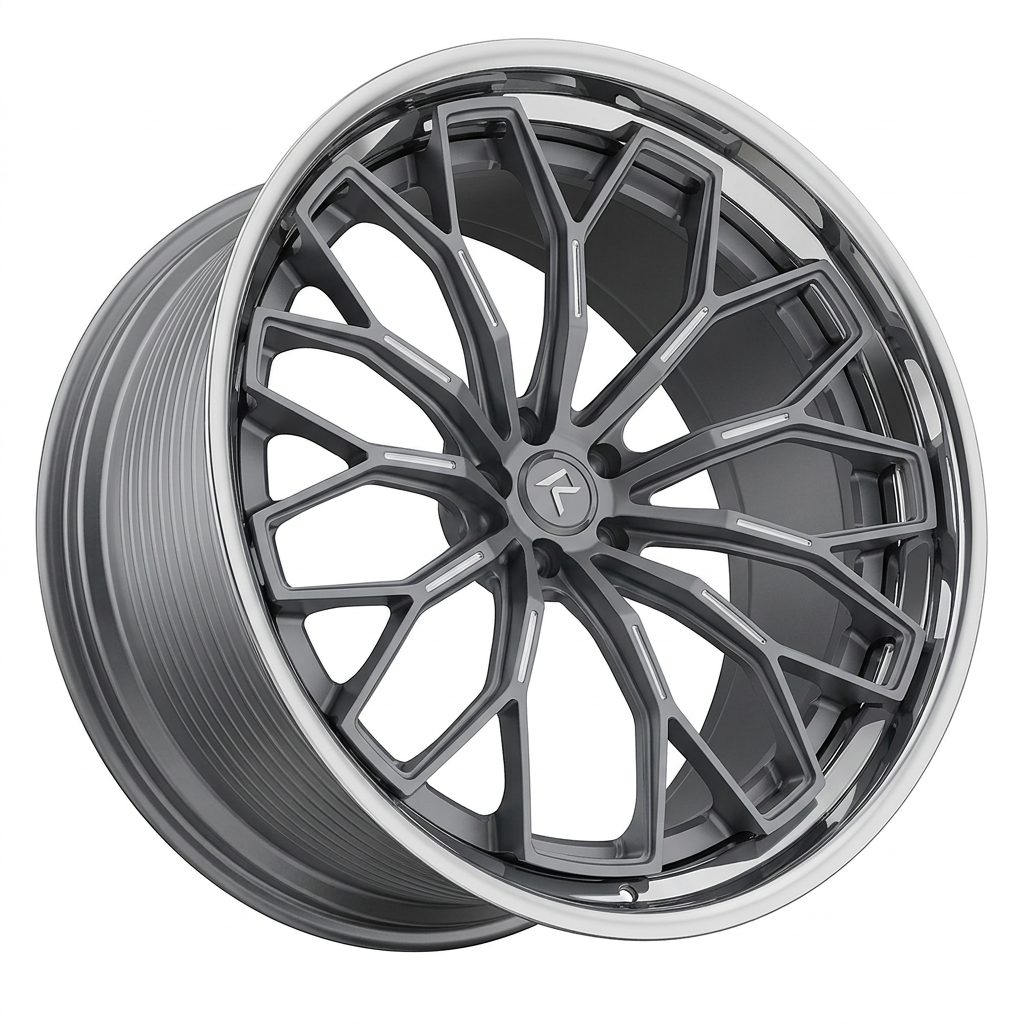 RZR LXVI forged wheel — Frozen Grey Matte / Polished Lip
