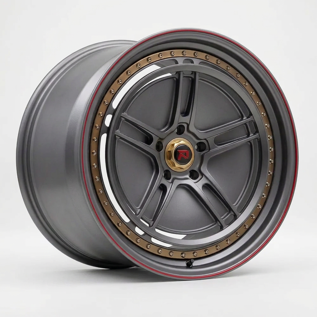 RZR XL forged wheel — Gunmetal / Red Pinstripe