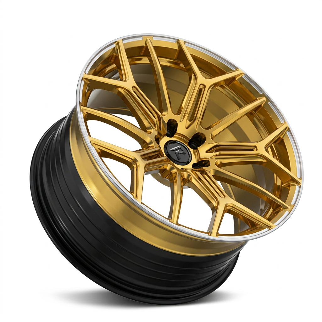 RZR LXXXVI forged wheel — Gloss Gold / Machined Lip