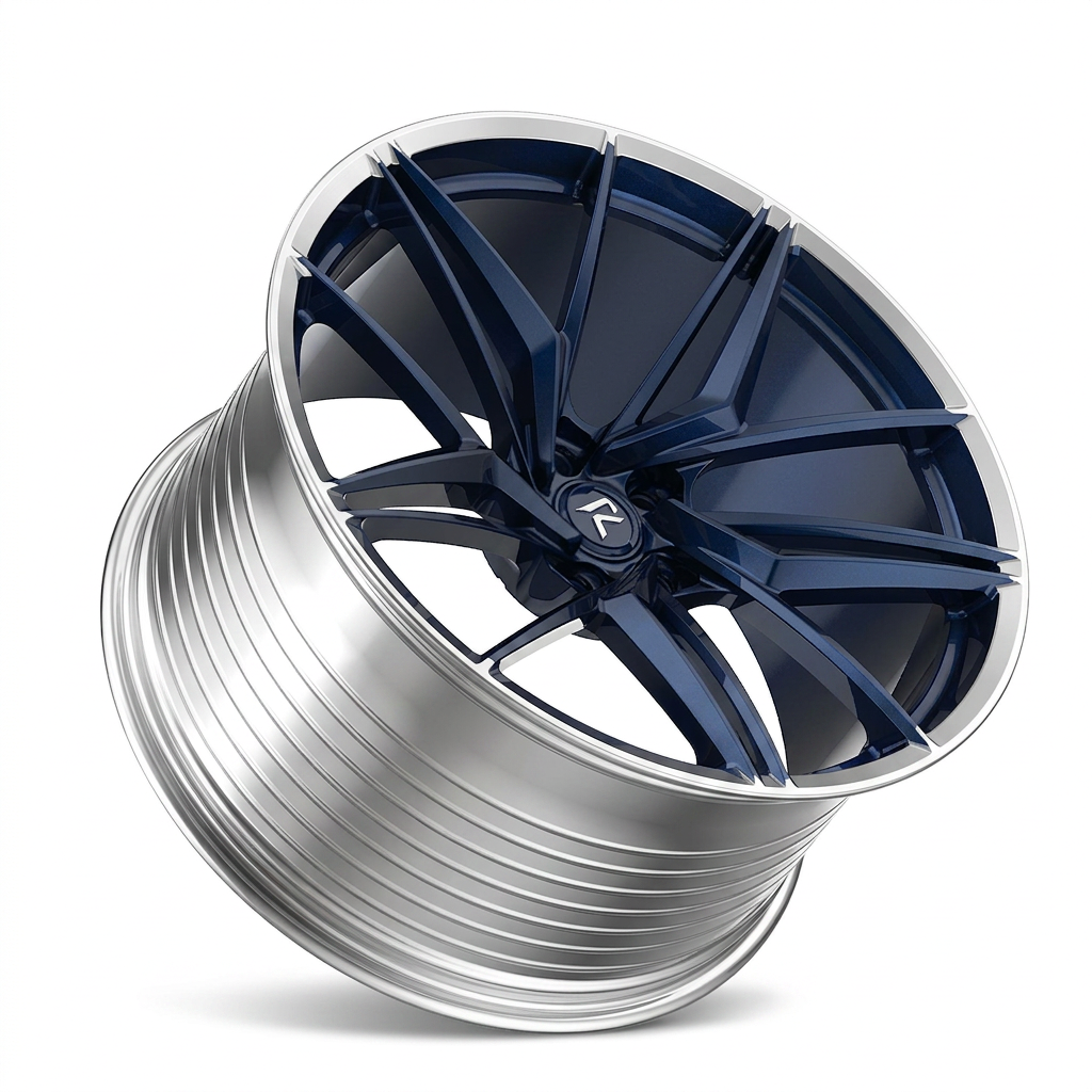 RZR LXXV forged wheel — Midnight Blue Pearl / Polished Lip