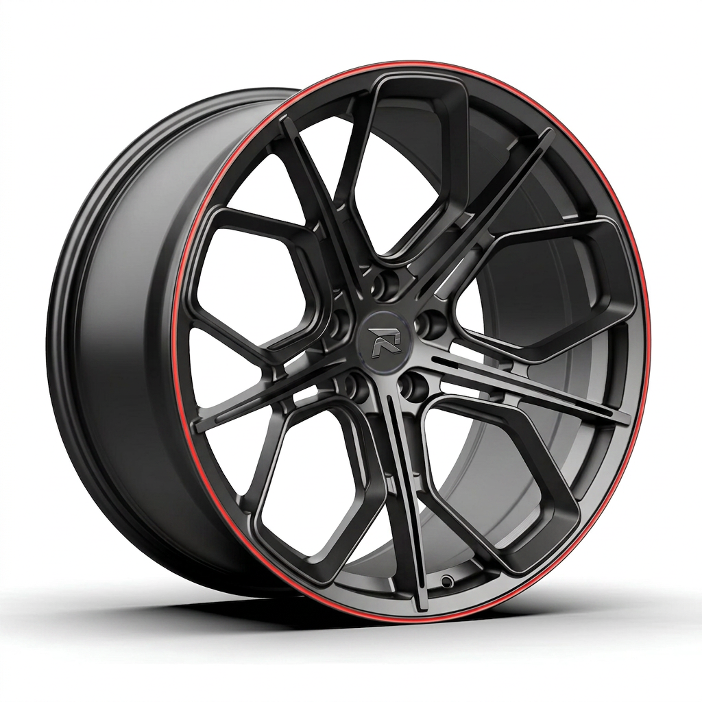 RZR CXXI forged wheel — Gunmetal / Red Pinstripe