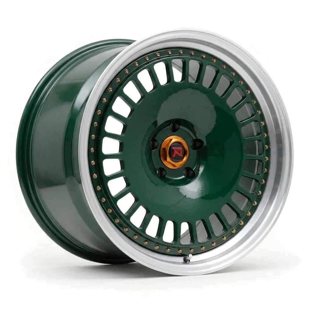 RZR XLI forged wheel — British Racing Green / Polished Lip