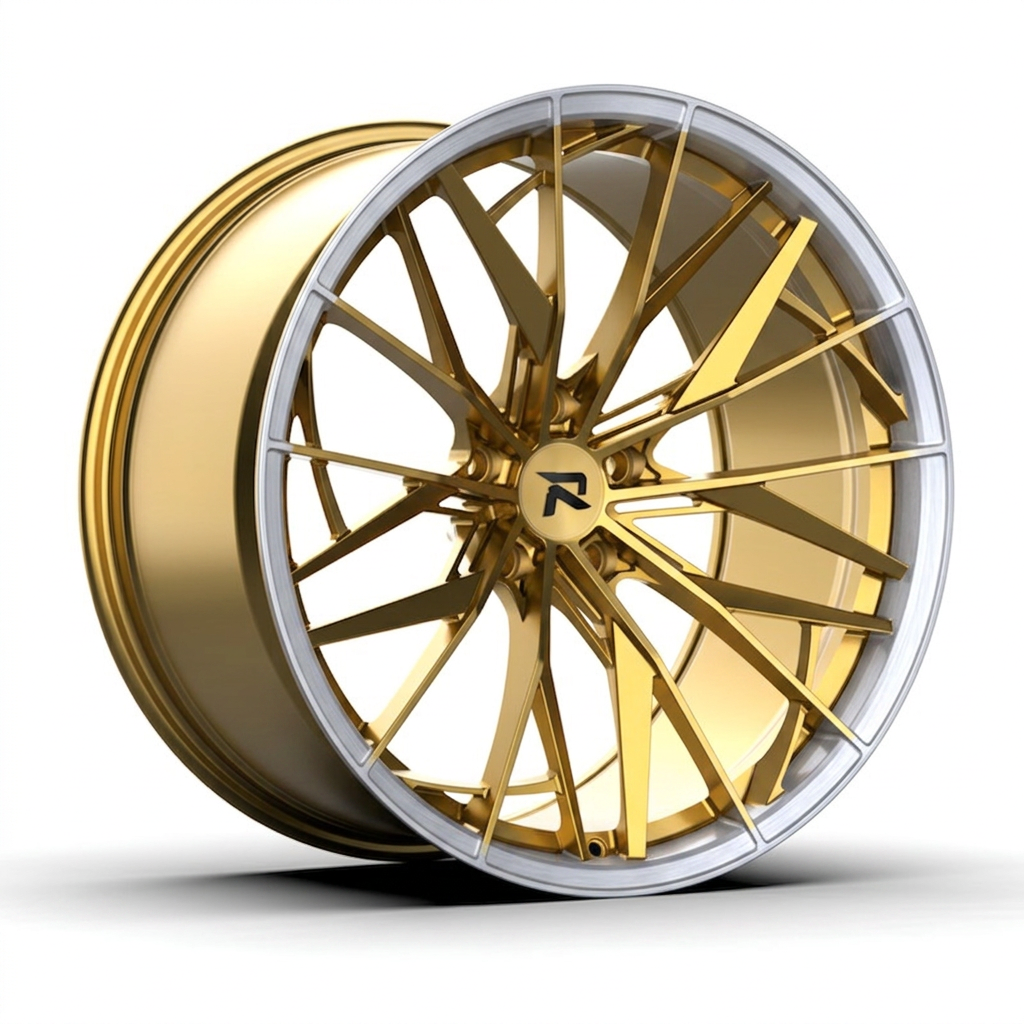 RZR CXXXIV forged wheel — Gloss Gold / Machined Lip