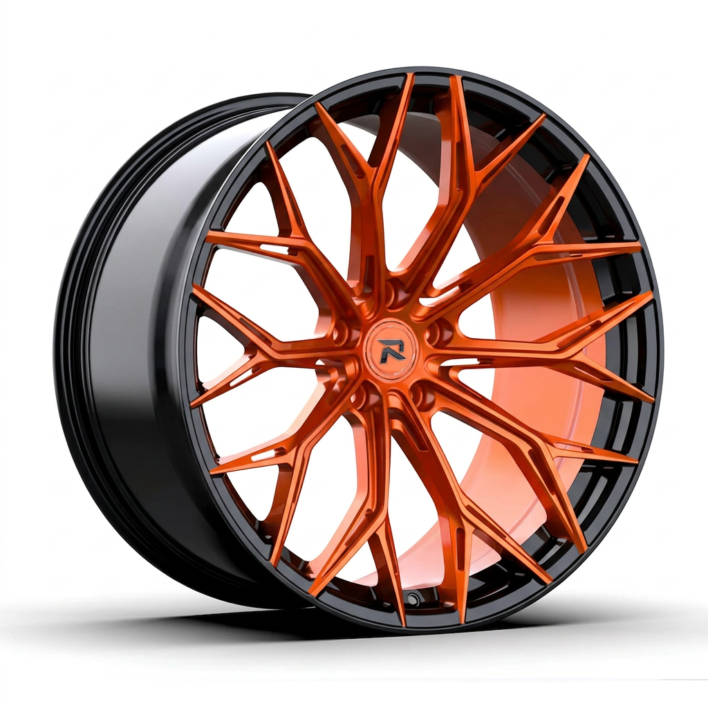 RZR CLI forged wheel — Candy Orange / Gloss Black Lip