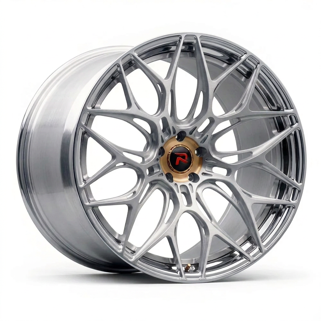 RZR XLVII forged wheel — Brushed Silver / Polished Lip