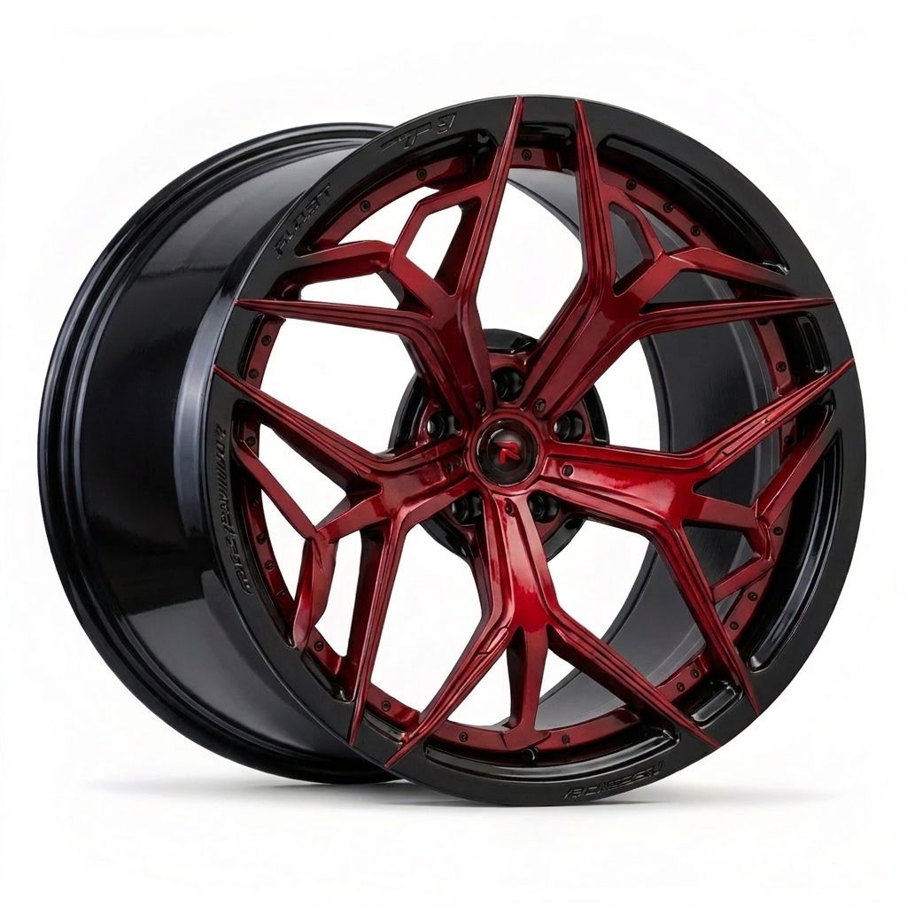 RZR XIII forged wheel — Gloss Candy Red / Gloss Black Lip