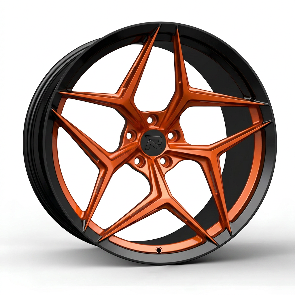 RZR CLXII forged wheel — Candy Orange / Gloss Black Lip