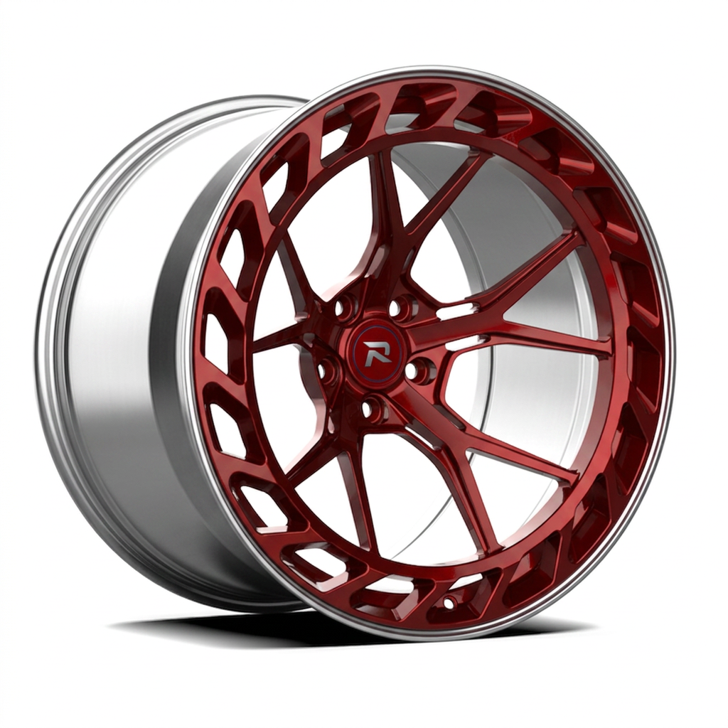 RZR CLXXXV forged wheel — Candy Red / Polished Lip