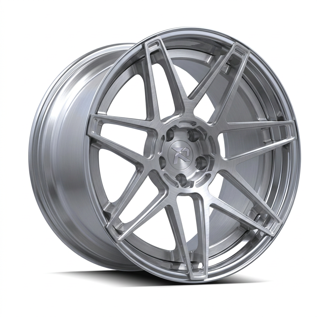 RZR XCVIII forged wheel — Brushed Silver / Polished Lip