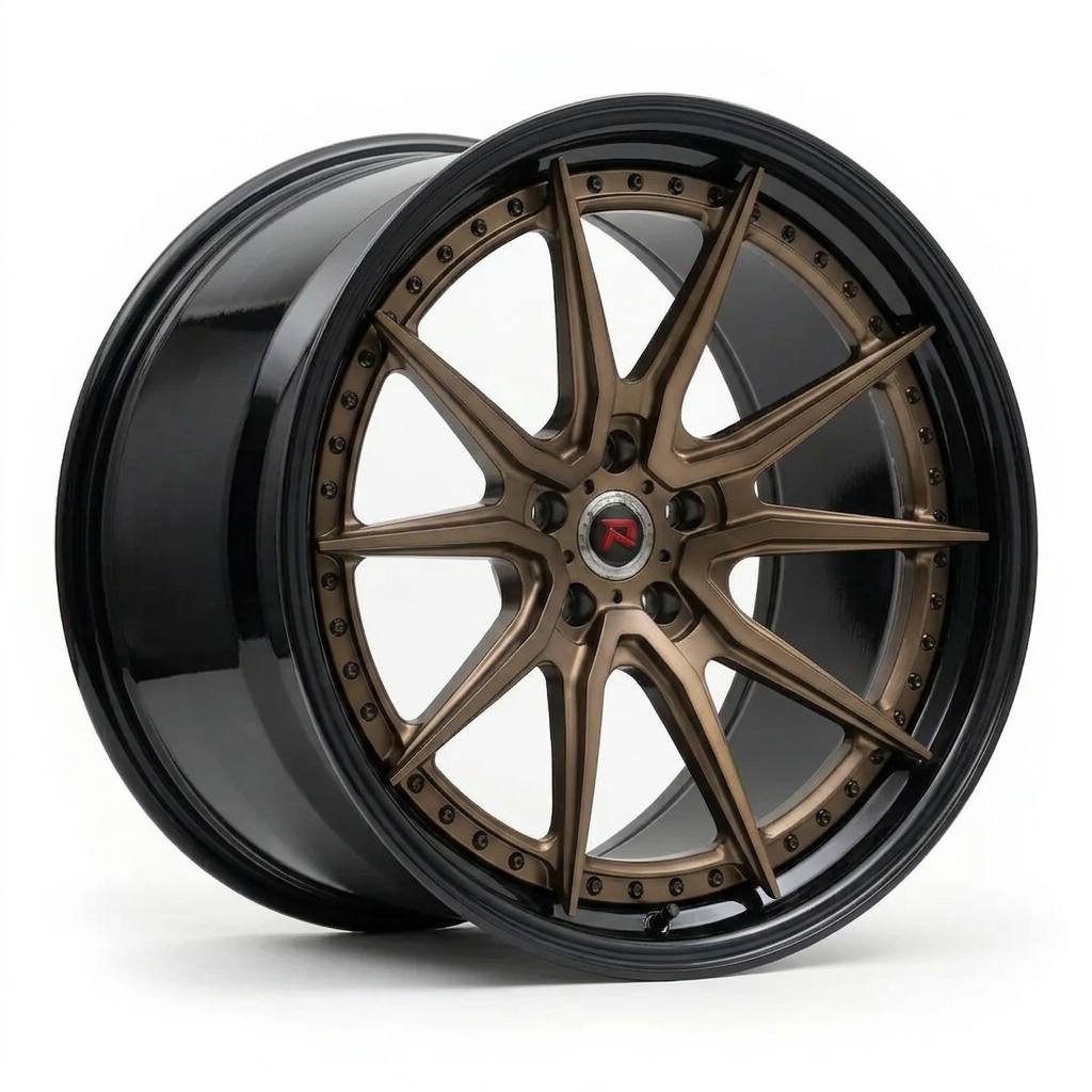 RZR XXIX forged wheel — Satin Bronze / Gloss Black Lip