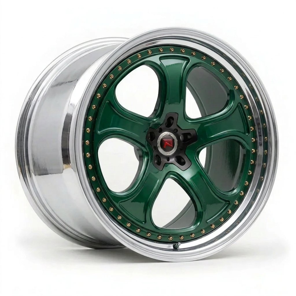 RZR XXVI forged wheel — British Racing Green / Polished Lip