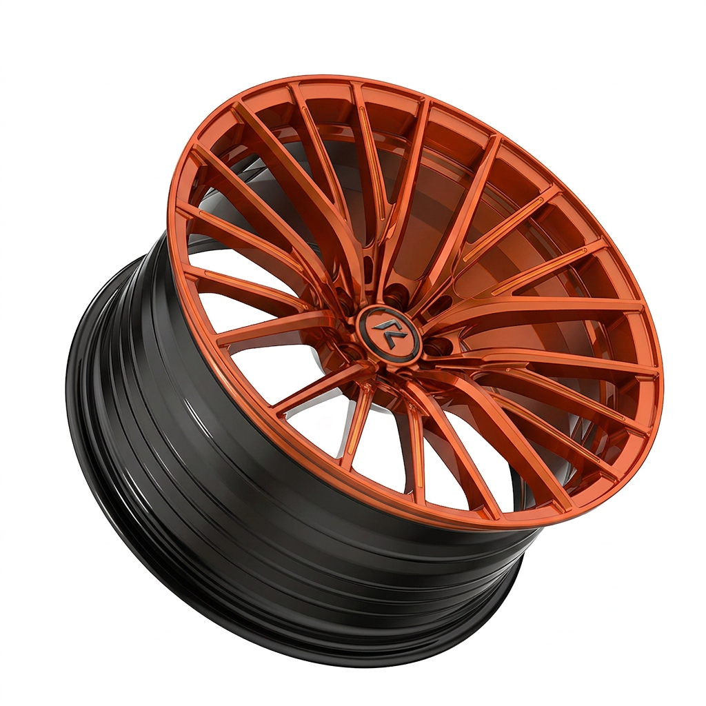 RZR LXXVI forged wheel — Candy Orange / Gloss Black Lip