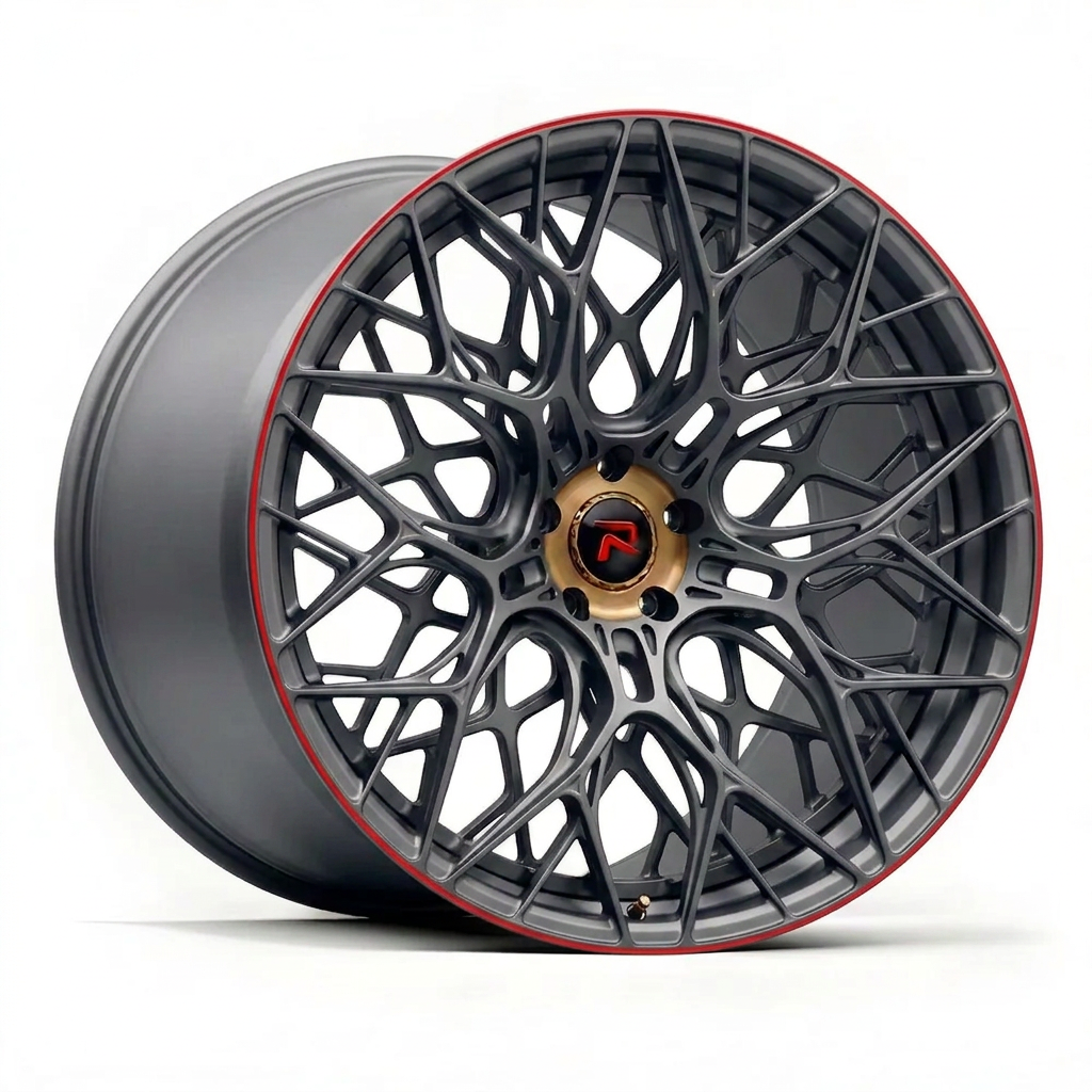RZR LIII forged wheel — Gunmetal / Red Pinstripe