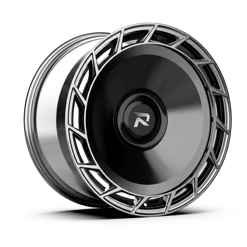 RZR CLXXXII forged wheel — Liquid Silver Chrome / Black Accents
