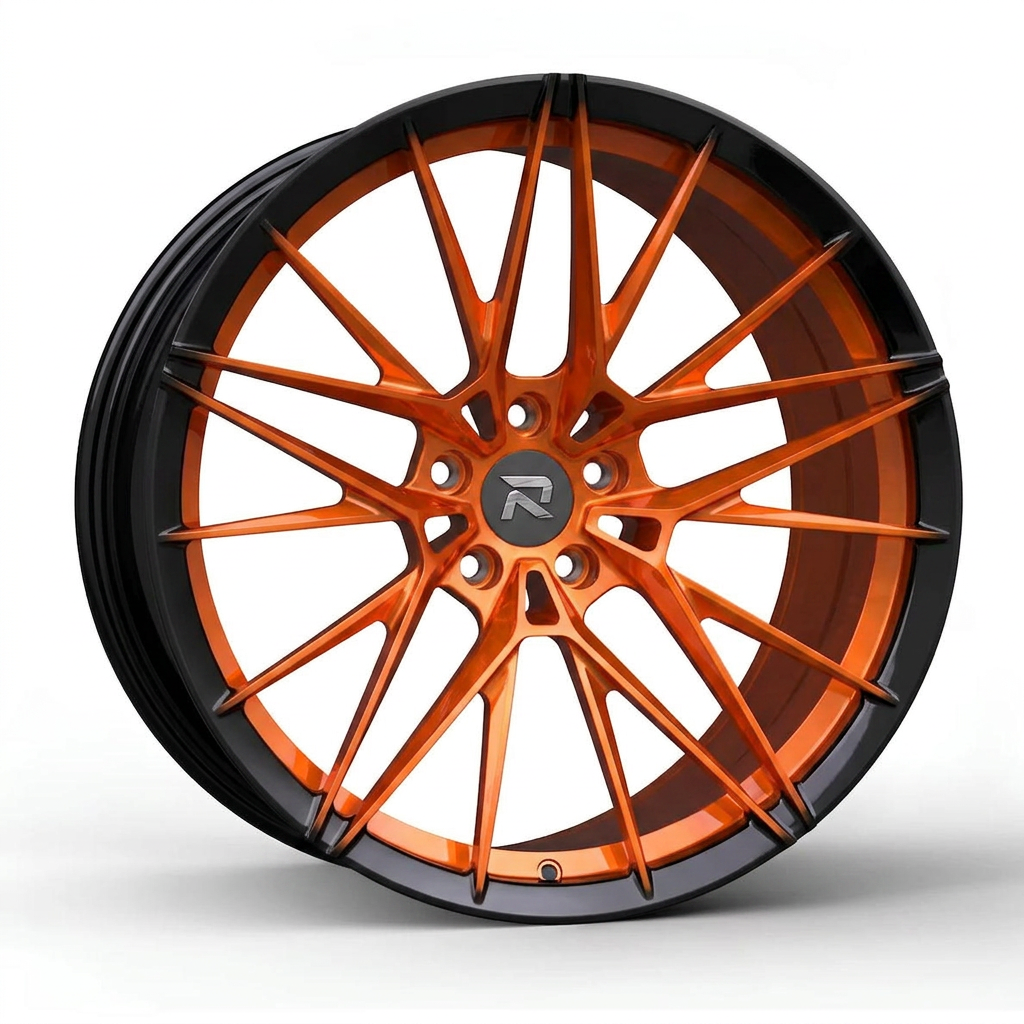 RZR CLXXXVII forged wheel — Candy Orange / Gloss Black Lip