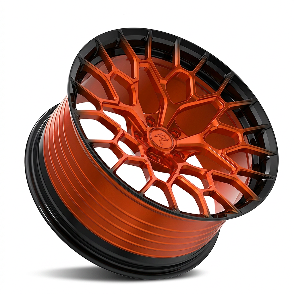 RZR LXXXIII forged wheel — Candy Orange / Gloss Black Lip