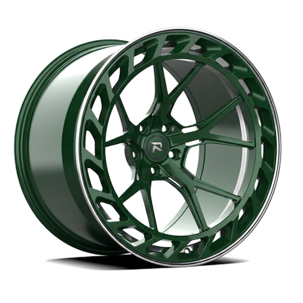 RZR CLXXXV forged wheel — British Racing Green / Polished Lip