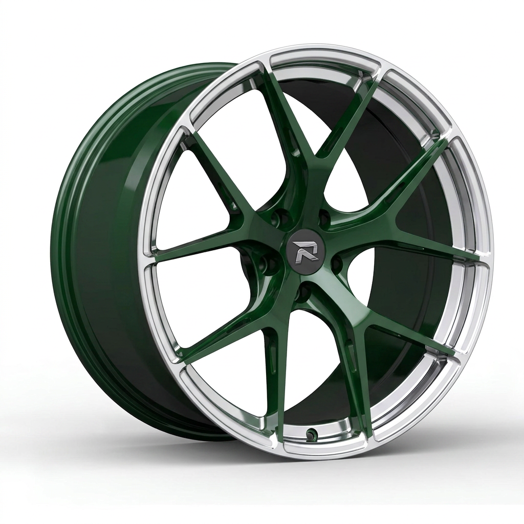 RZR CCI forged wheel — British Racing Green / Polished Lip
