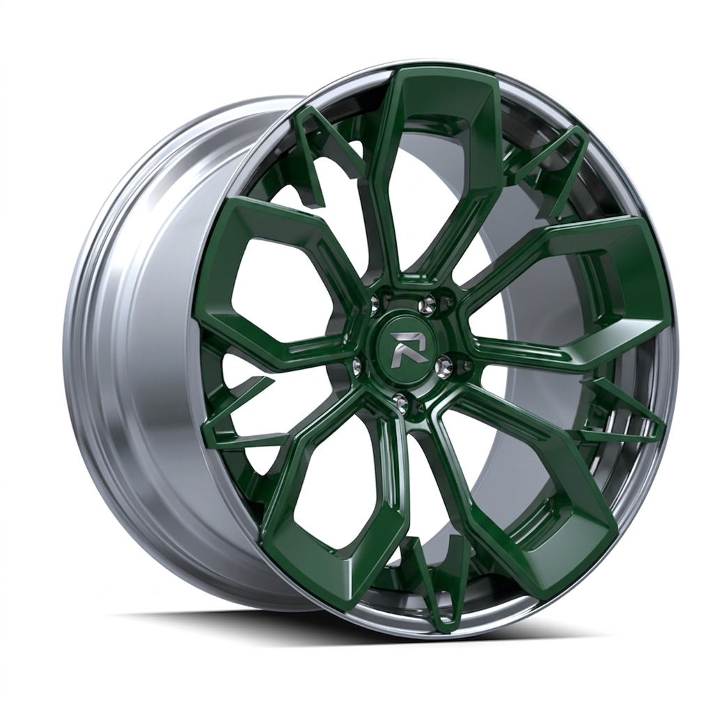 RZR CVI forged wheel — British Racing Green / Polished Lip