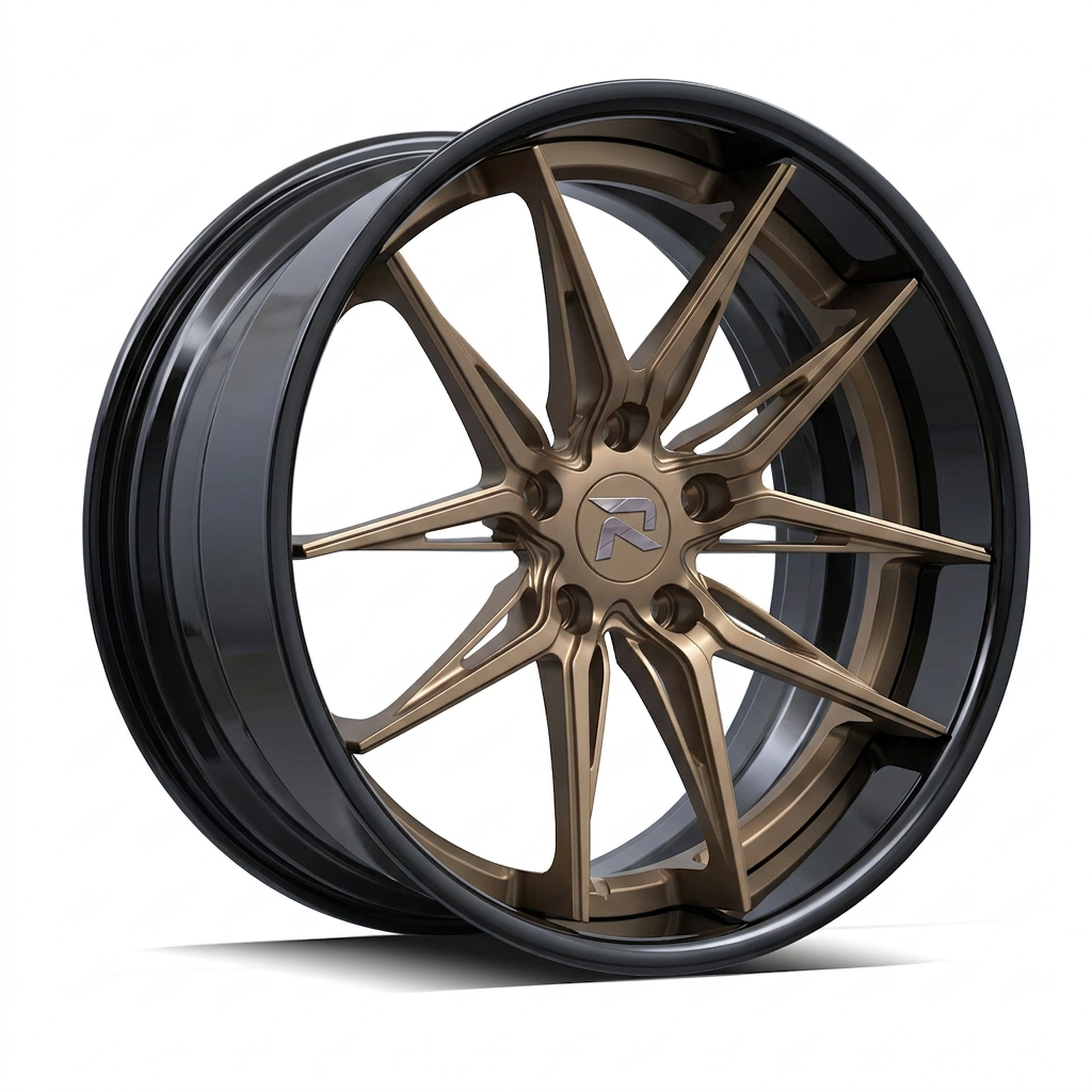 RZR C forged wheel — Satin Bronze / Gloss Black Lip