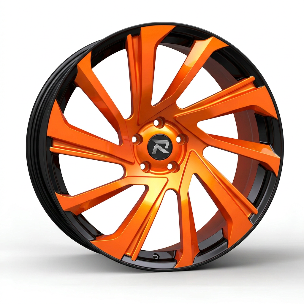 RZR CLIX forged wheel — Candy Orange / Gloss Black Lip