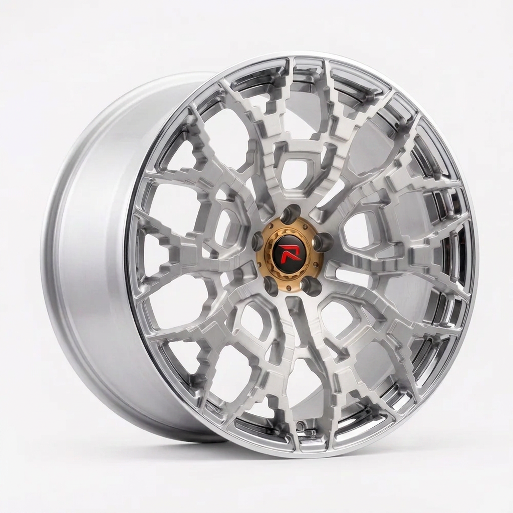 RZR XLIX forged wheel — Brushed Silver / Polished Lip
