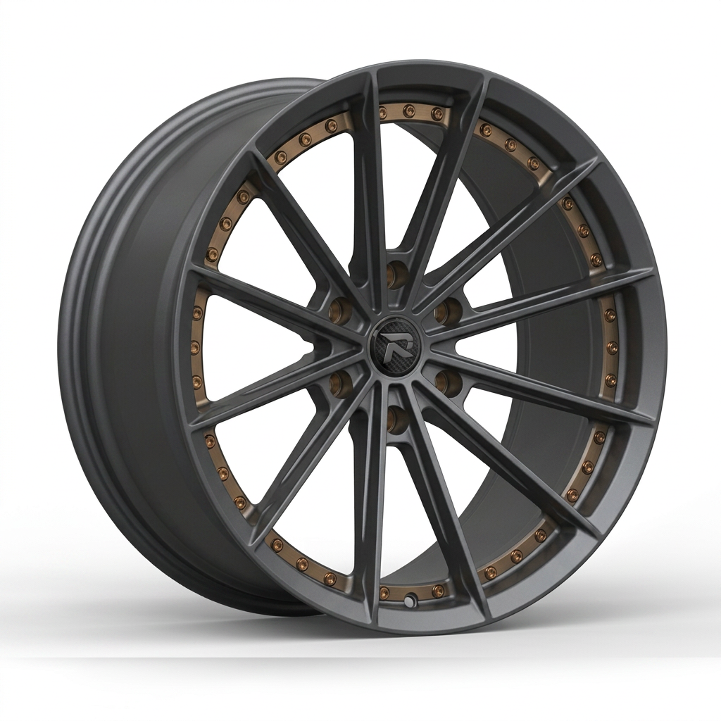 RZR CXX forged wheel — Matte Anthracite / Bronze Hardware