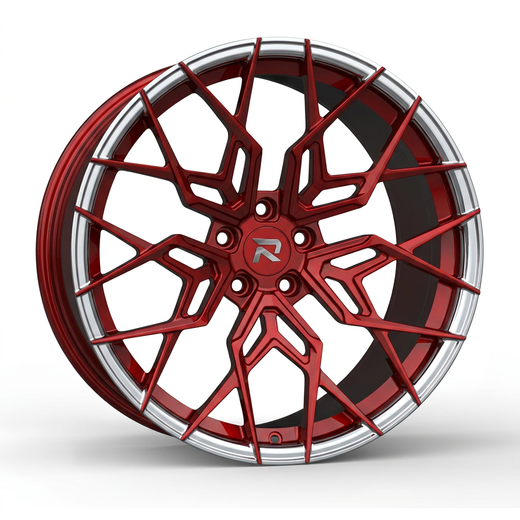RZR CLXXI forged wheel — Candy Red / Polished Lip