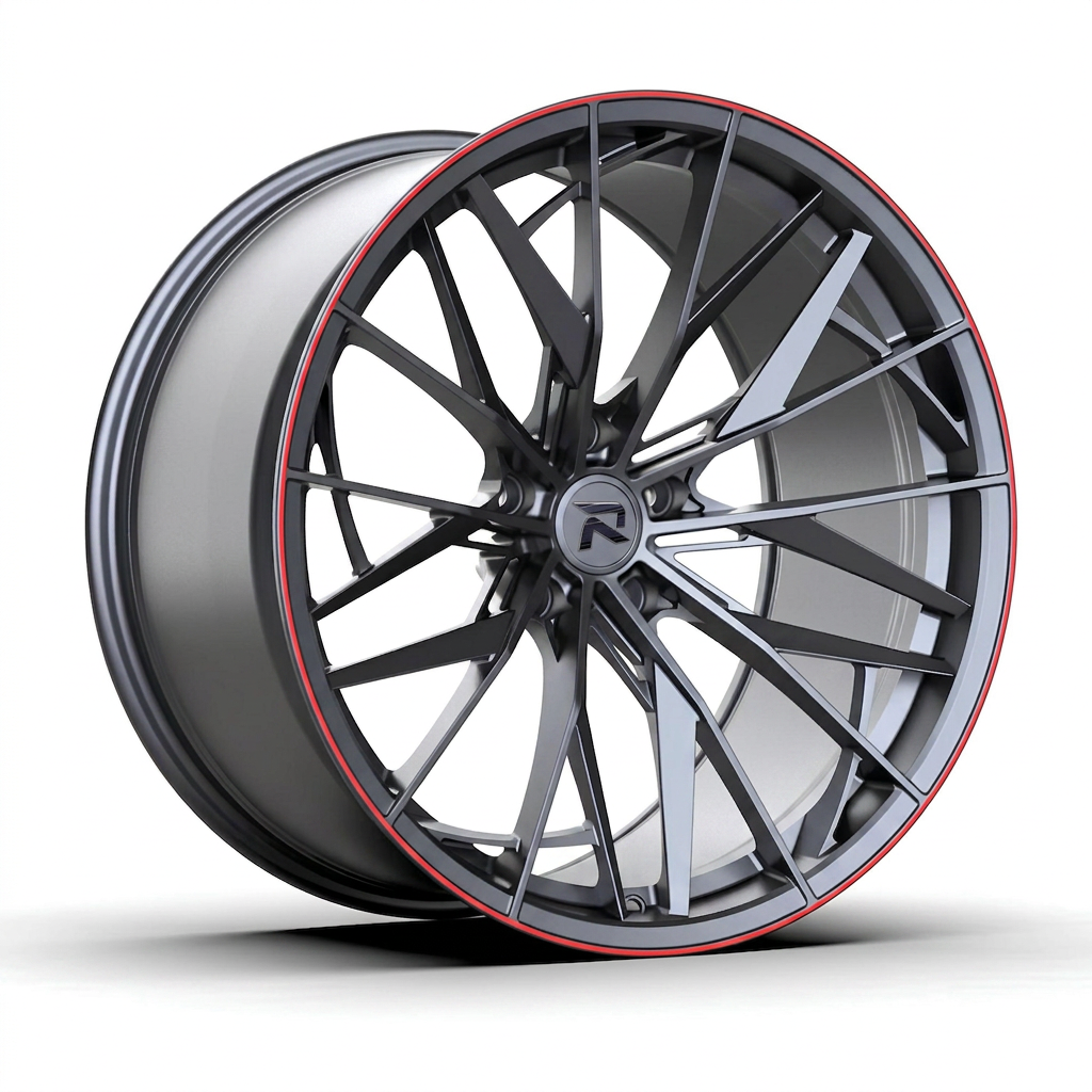 RZR CXXXIV forged wheel — Gunmetal / Red Pinstripe