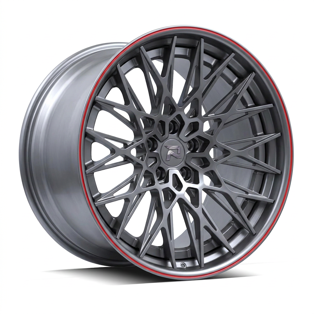 RZR CI forged wheel — Gunmetal / Red Pinstripe