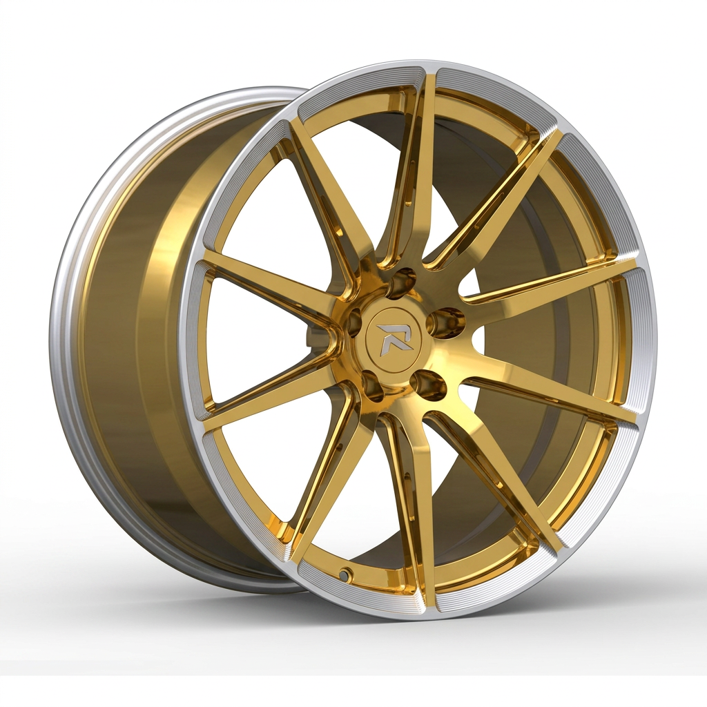 RZR CXCVIII forged wheel — Gloss Gold / Machined Lip