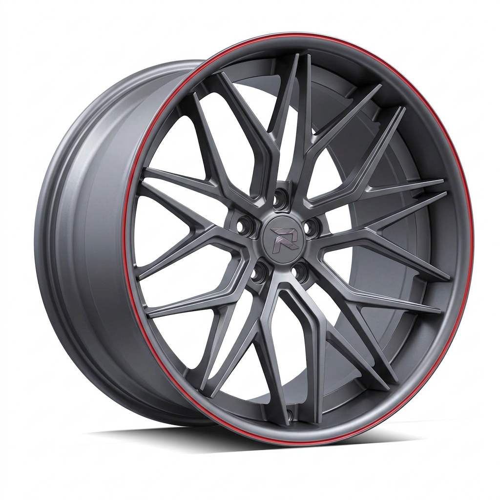 RZR XCV forged wheel — Gunmetal / Red Pinstripe