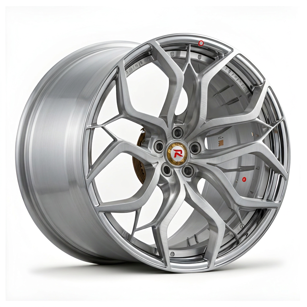 RZR XVIII forged wheel — Brushed Silver / Polished Lip