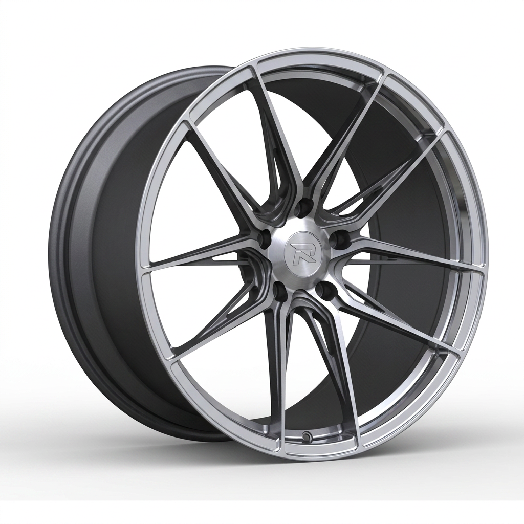 RZR CXCIX forged wheel — Graphite Machined / Polished Lip