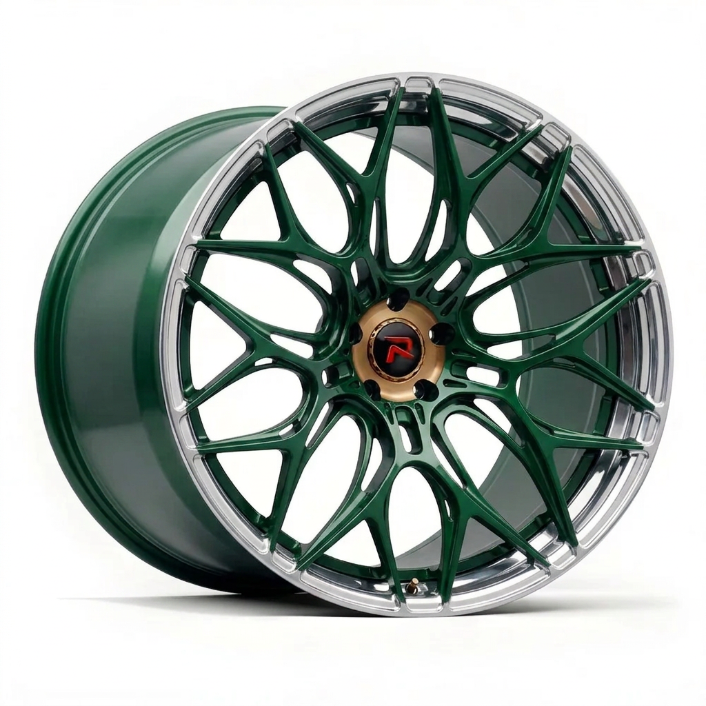 RZR XLVII forged wheel — British Racing Green / Polished Lip