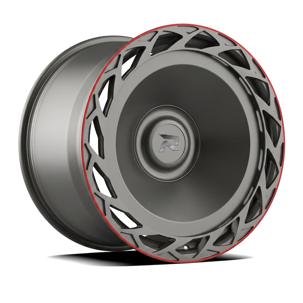 RZR CLXXXIII forged wheel — Gunmetal / Red Pinstripe