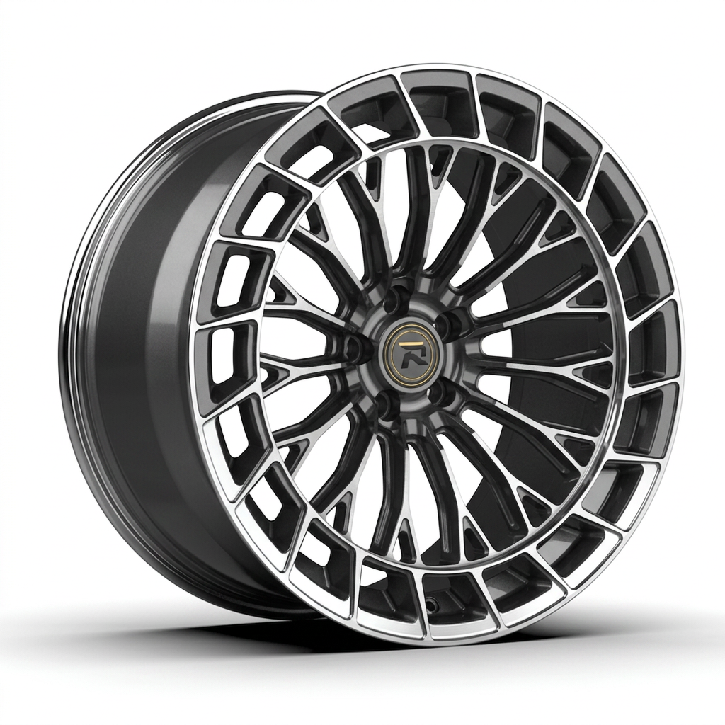 RZR CXIX forged wheel — Graphite Machined / Polished Lip
