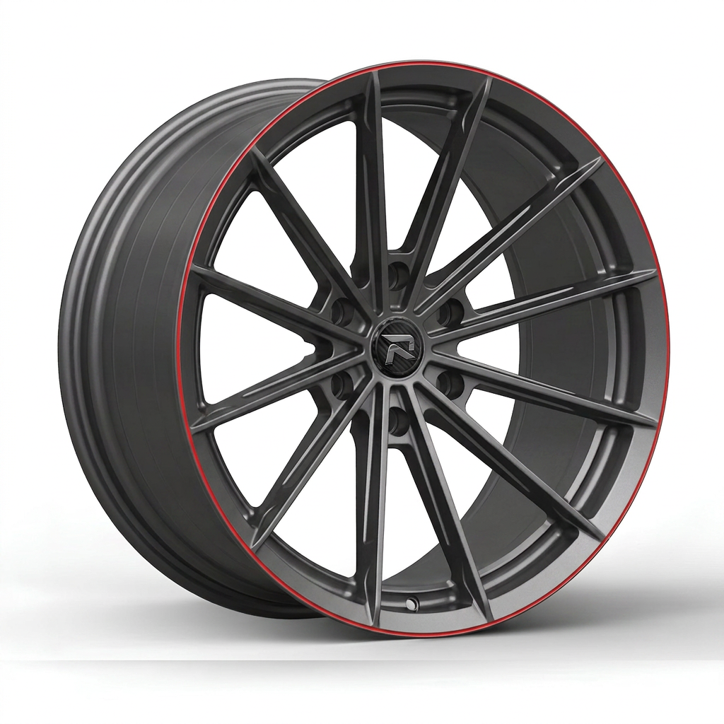 RZR CXX forged wheel — Gunmetal / Red Pinstripe