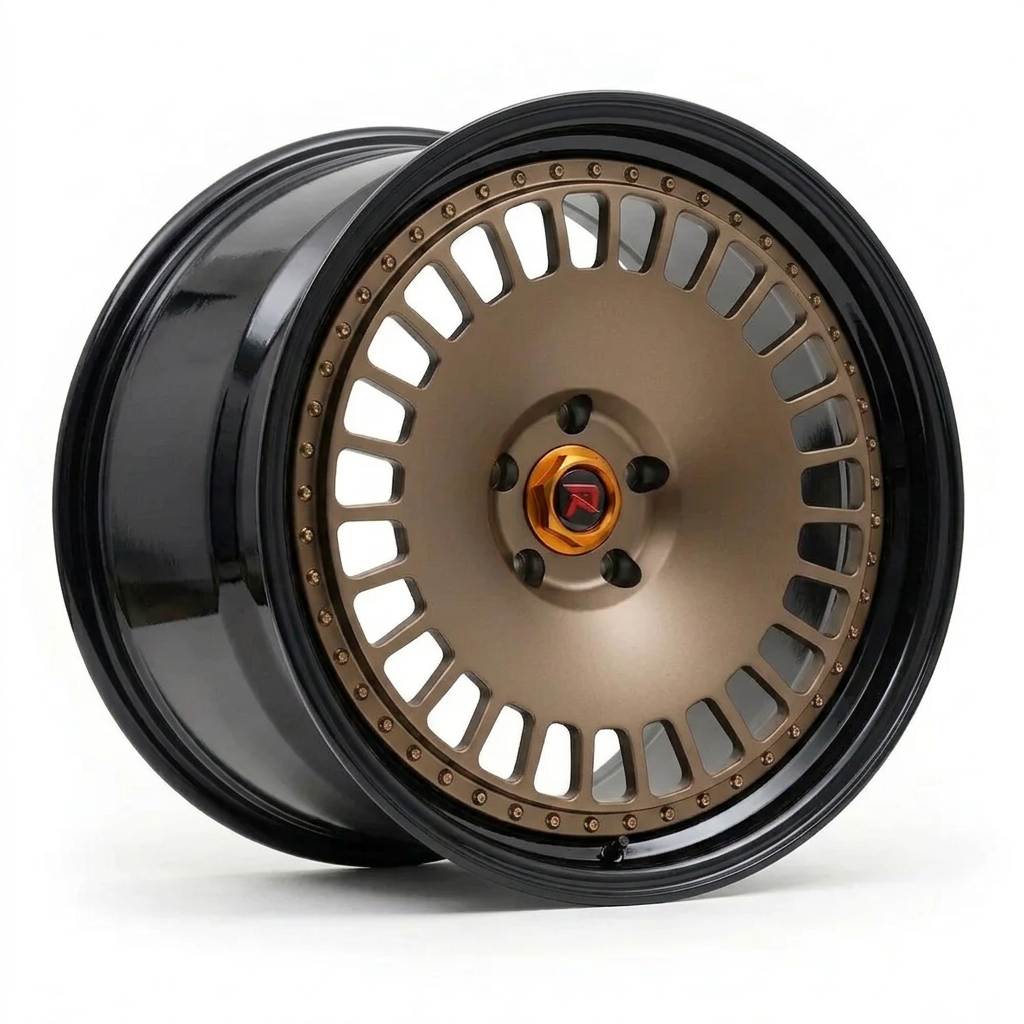 RZR XLI forged wheel — Satin Bronze / Gloss Black Lip