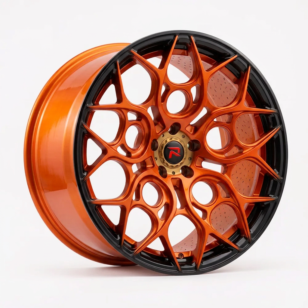 RZR XXXVI forged wheel — Candy Orange / Gloss Black Lip