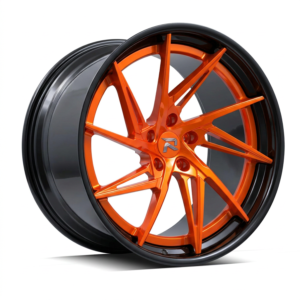 RZR XCIX forged wheel — Candy Orange / Gloss Black Lip