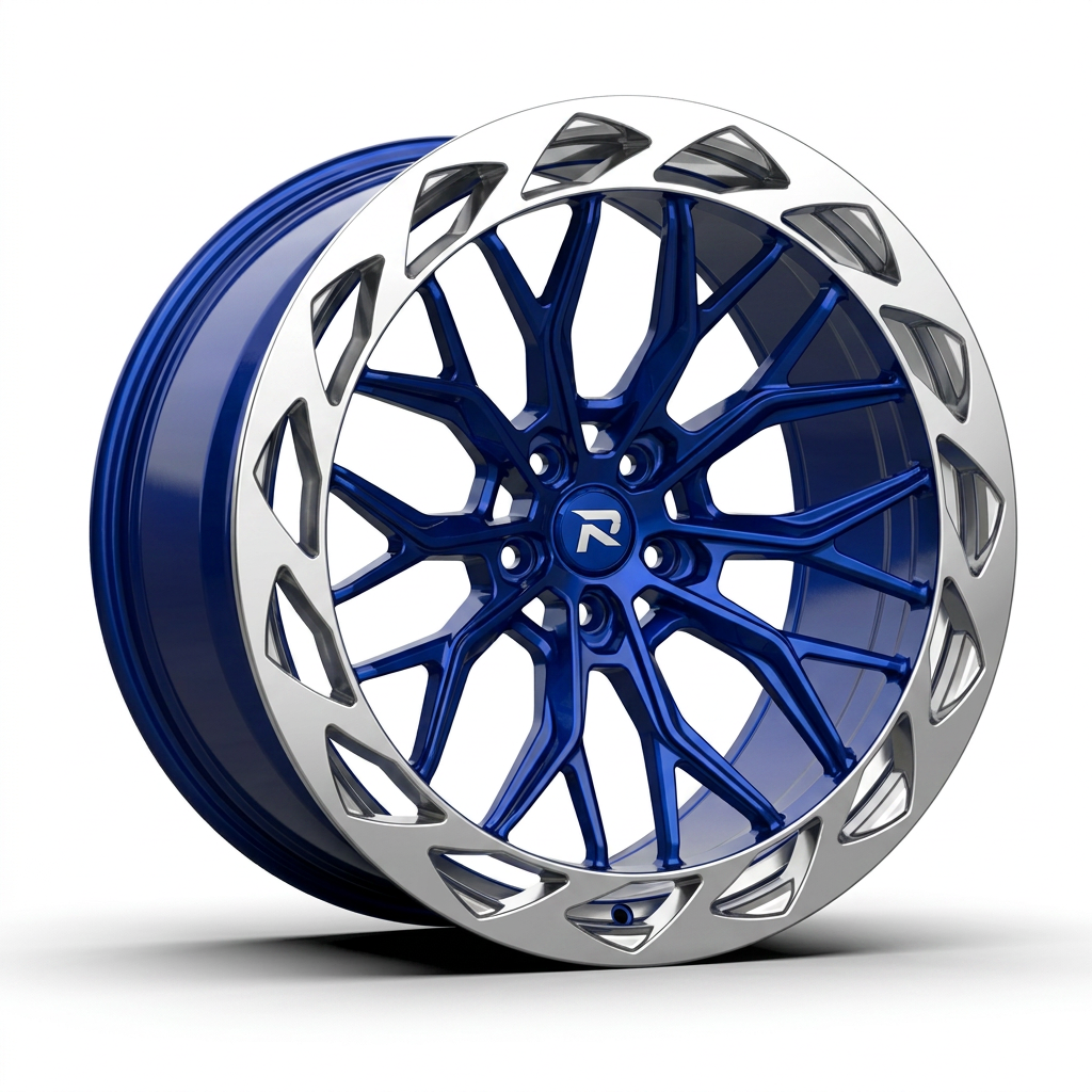 RZR CXXIII forged wheel — Candy Blue / Polished Lip