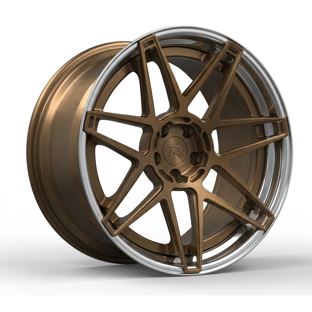 RZR CLXIV forged wheel — Brushed Bronze / Polished Lip