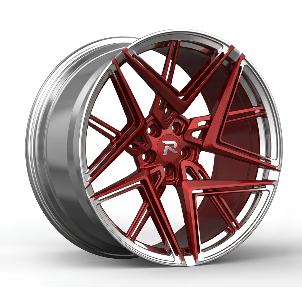 RZR CXXXII forged wheel — Candy Red / Polished Lip