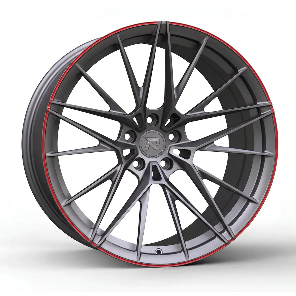 RZR CLXXXVII forged wheel — Gunmetal / Red Pinstripe