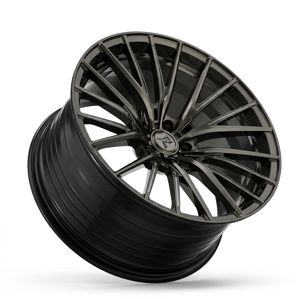 RZR LXXVI forged wheel — Smoked Chrome / Gloss Black