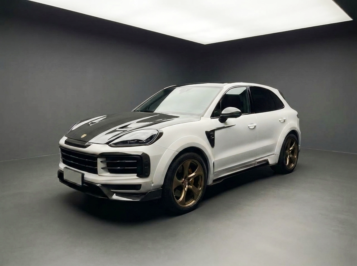 Porsche Cayenne 2024+ carbon body kit front three-quarter