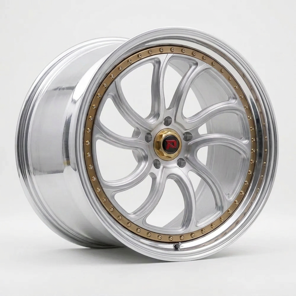 RZR XXXV forged wheel — Brushed Silver / Polished Lip