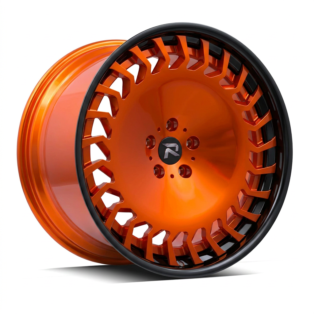 RZR CX forged wheel — Candy Orange / Gloss Black Lip