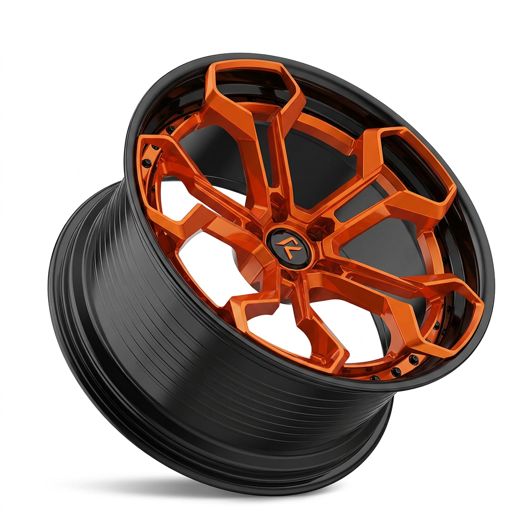 RZR LX forged wheel — Candy Orange / Gloss Black Lip